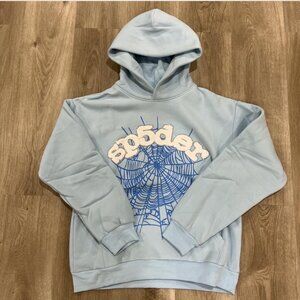 light blue sp5der hoodie